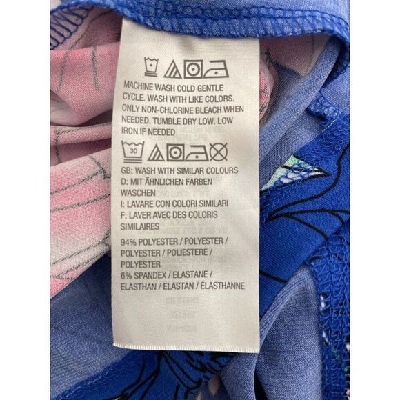 G.I.L.I Women Blue Floral Side Slit Maxi T-Shirt Dress Size L - Picture 10 of 10